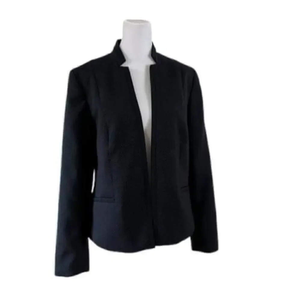 Talbots Navy Dot Wool Notched Collar Blazer Size 8 - Picture 2 of 9